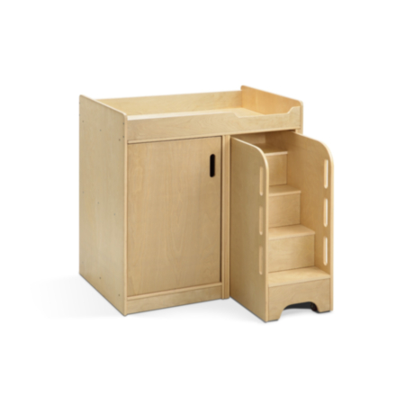 Wooden Child Care Nappy Change Storage Unit With Built In Steps