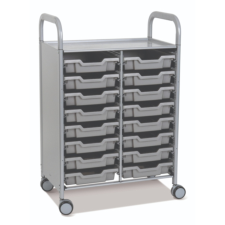 Callero Plus Classroom Storage Trolley with 16 Shallow Trays