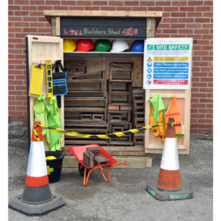 Wooden Outdoor Builders Shed with Painted Chalkboard Doors