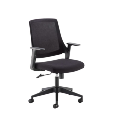 Duffy Black Mesh Back Ergonomic Office Operator Chair with Black Fabric Seat