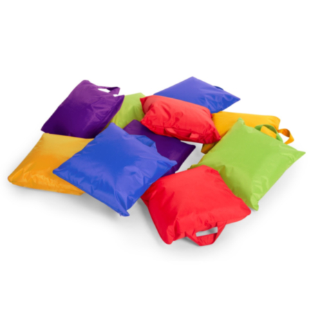 Bright Coloured Portable Grab and Go Cushions for Schools with FREE Storage Holdall - Pack of 10