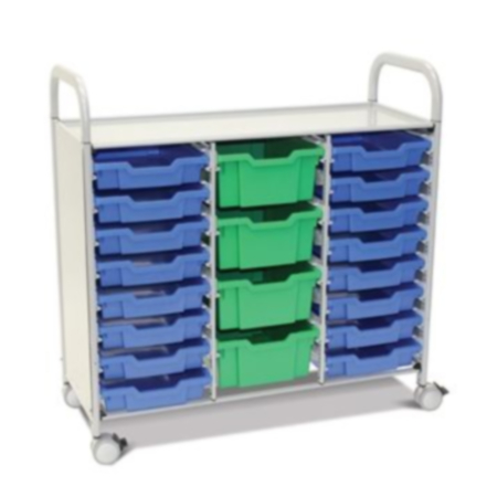 Callero Plus Classroom Storage Trolley with 16 Shallow and 4 Deep Trays