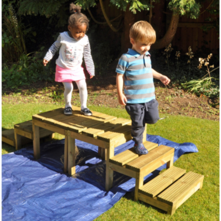 Early Years Wooden Outdoor Balance Platform with Steps
