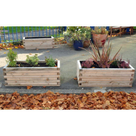 Wooden Outdoor Simple Long Planters (Set of 4)