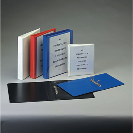 A4Pres Ring Binder 2Ring 25mm Blk