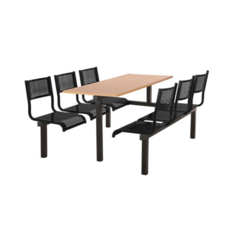 Barrett Metal Perforated 6 Seater Fast Food Seating Unit with 1 Way Access 
