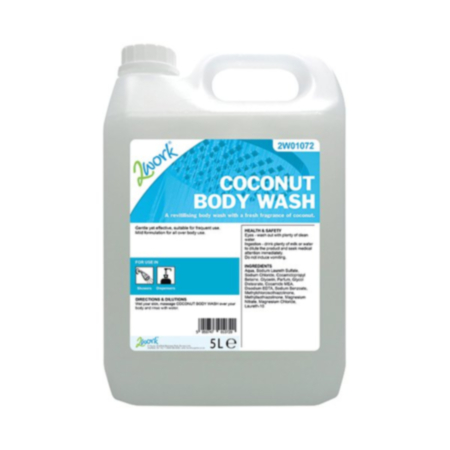 2Work Coconut Body Wash Mild Formula 5 Litre Bulk Bottle 2W01072