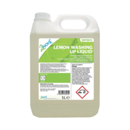 2Work Washing Up Liquid Lemon Scent 5 Litre Bottle 2W76013