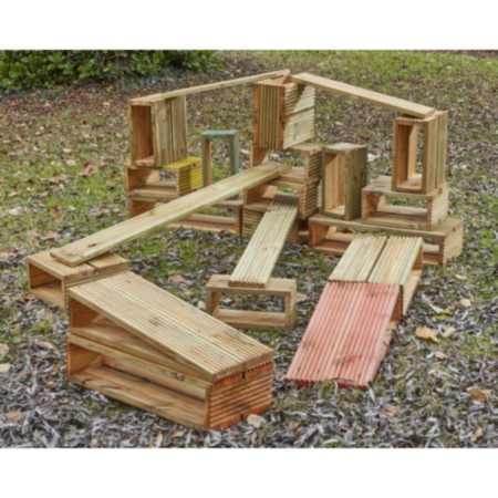 Deckciting Outdoor Playground Wooden Decking Building Blocks - Pack of 50