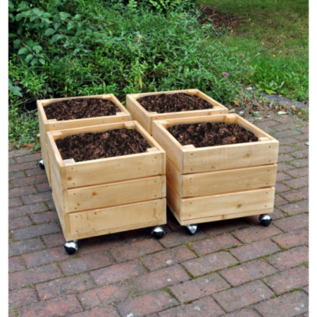 Mobile Wooden Square Planters