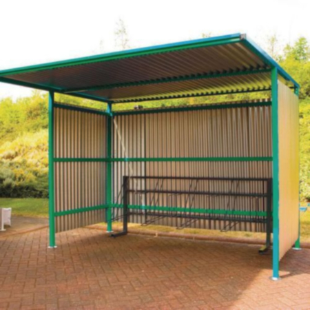 Traditional Modular Cycle Shelters - Main Bay - 2300Mm Wide Closed Back - Galvanised - Green