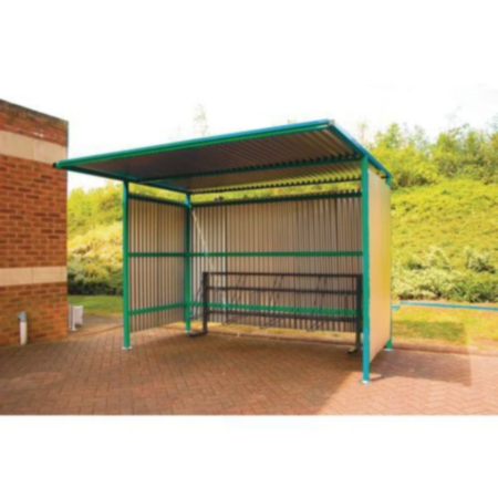 Traditional Modular Cycle Shelters - Main Bay - 3000Mm Wide Closed Back - Galvanised - Green