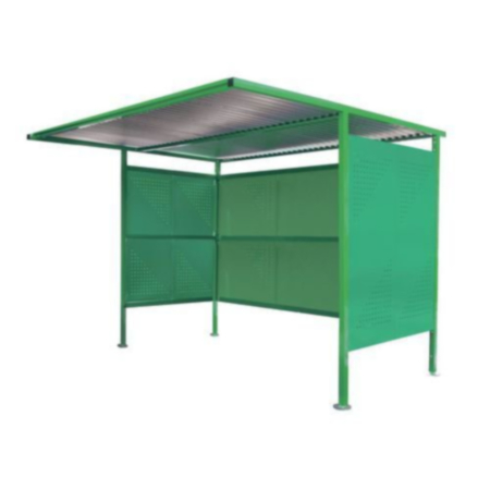 Traditional Modular Cycle Shelters - Main Bay - 3000Mm Wide Closed Back - Painted - Green