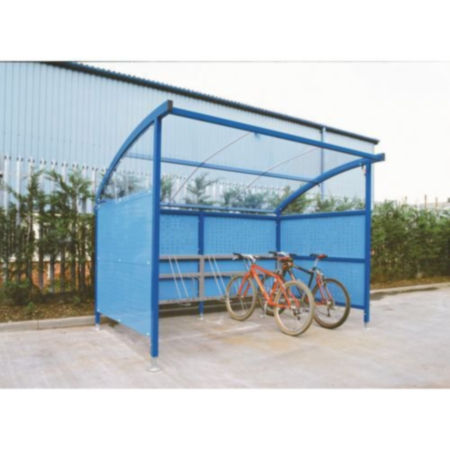 Premium Cycle Shelter And Cycle Rack - Extension Shelter - Plastic Roof And Perforated Steel Sides - Blue