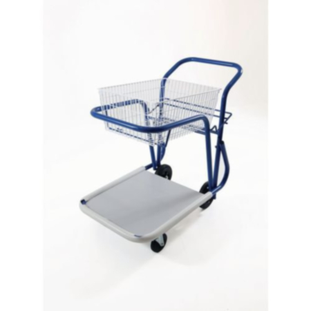 Premium large mailroom trolleys with tilting basket with 1 basket, 1 platform