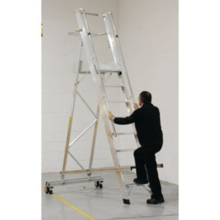 Lightweight Folding Mobile Warehouse Steps - 6 Tread