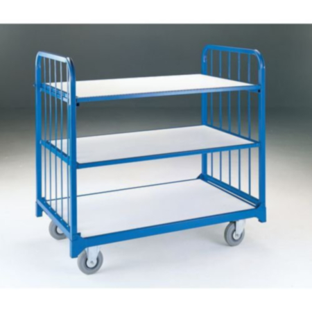 3 way convertible shelf truck on rubber tyred wheels