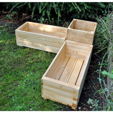 Wooden Rectangular Simple Corner Planters - Set of 3
