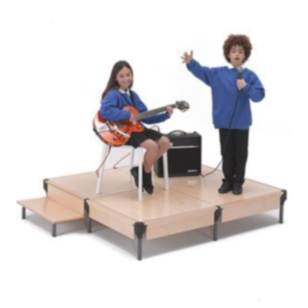 Gratnells Lightweight Stage - Step Up Quad Mini Sage with 4 Panels and 1 Set of Steps
