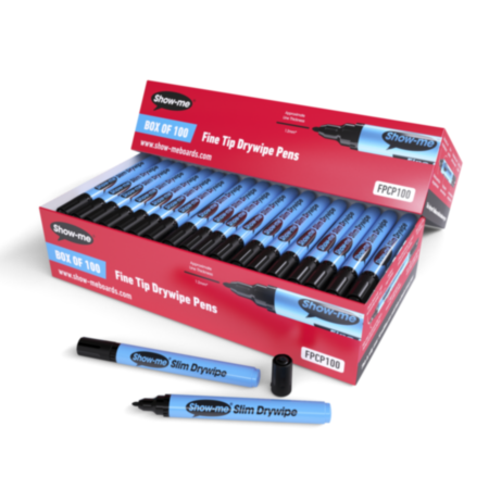 Show-me Drywipe Pen Fine Tip Blk Pk 100