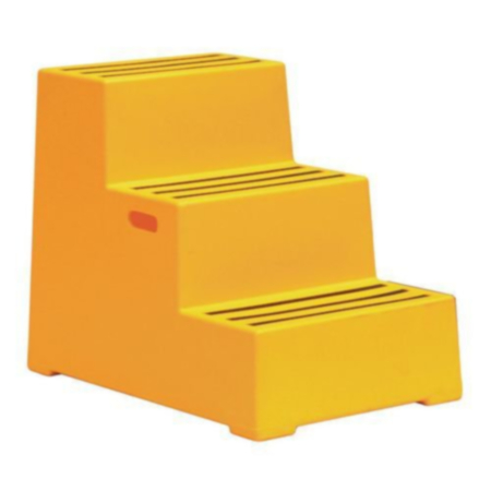 Heavy Duty Static Plastic Steps - Three Step - Yellow