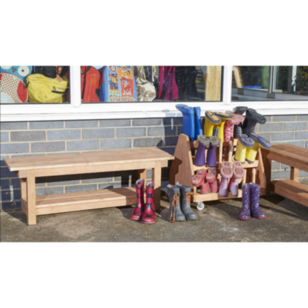 Wooden Outdoor Storage Shoe Bench - Set of 2