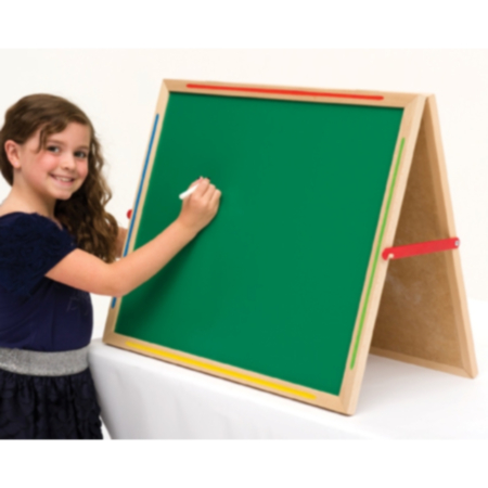 Little Acorns Share &#039;N&#039; Write Desktop Magnetic Whiteboard and Chalkboard Easel with Wooden Frame