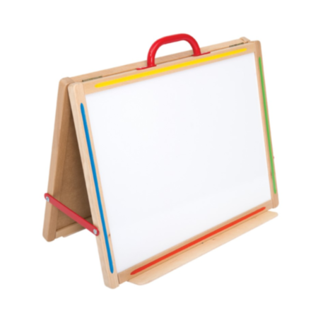 Little Acorns Share &#039;N&#039; Write Desktop Magnetic Whiteboard and Chalkboard Easel with Wooden Frame