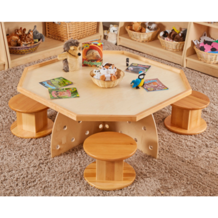 Early Years Wooden Hex Table and 4 Perch Pods - BUNDLE DEAL