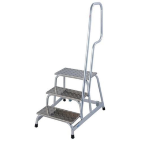 Mobile Aluminium Machinery Steps With Handrail - 3 Thread