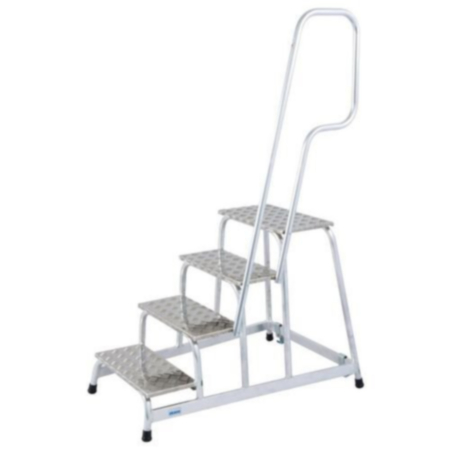 Mobile Aluminium Machinery Steps With Handrail - 4 Thread