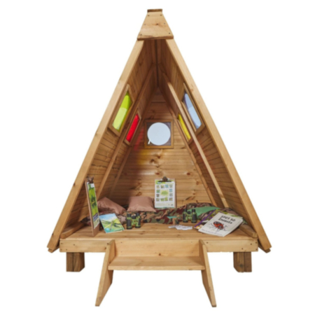 Early Years Outdoor Forest Fern Wooden PeepHole Den
