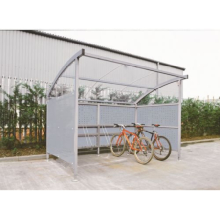 Premium Cycle Shelter And Cycle Rack - Extension Shelter - Plastic Roof And Perforated Steel Sides - Grey