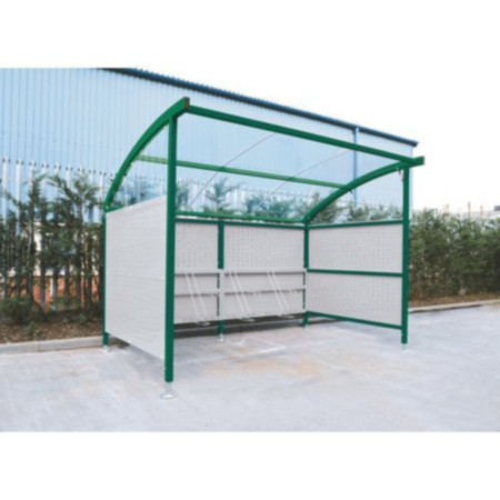 Premium Cycle Shelter And Cycle Rack - Extension Shelter - Plastic Roof And Perforated Steel Sides - Green