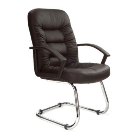 Fleet Chrome Cantilever Framed Leather Faced Visitors Armchair