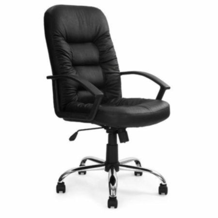 Fleet Office High Back Leather Faced Executive Armchair With Chrome Base 