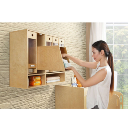 Wall Mount Wooden Child Care Nappy Sorter Storage Unit