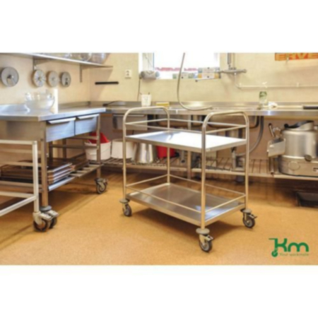 Konga stainless steel shelf trolley with side rails and 2 shelves