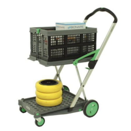 Clax folding office trolley and box, green/grey