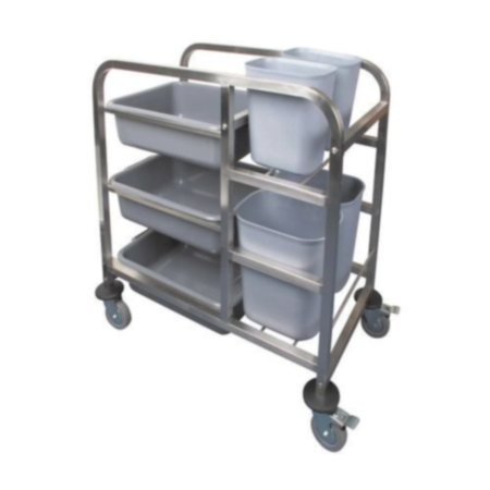 Stainless steel bin clearing trolley