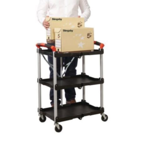 Folding plastic shelf trolley