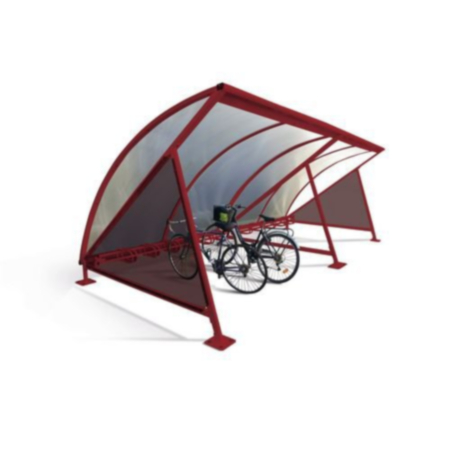 Moonshape Modular Cycle Shelter With Rack - Starter Bay - Dark Red