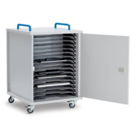 LapCabby Lyte Single Door 16-Device Mobile Metal Shelf Charging Cabinet