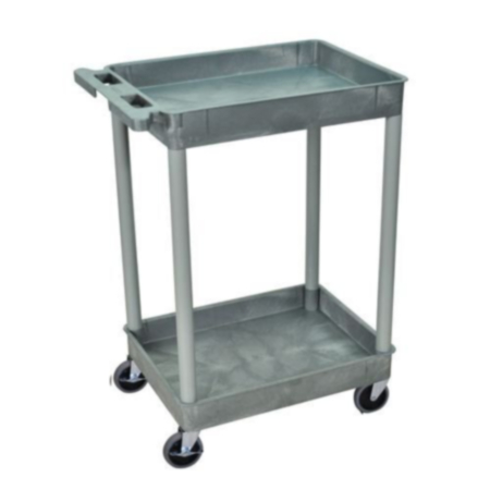 Heavy duty three tier plastic trolley - black