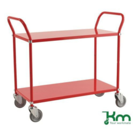 Konga two tier trolley, braked - red