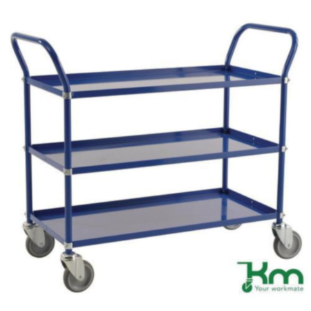 Konga three tier trolley, braked - blue