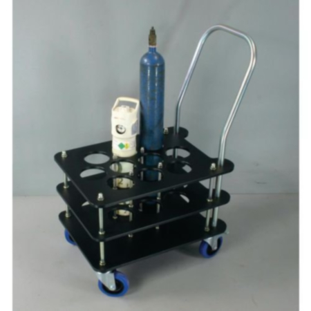 Oxygen cylinder trolley for 10 x 100mm dia. bottles