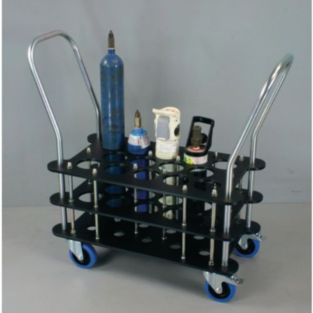 Oxygen cylinder trolley for 14 x 100mm dia. bottles