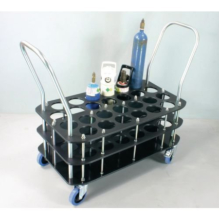 Oxygen cylinder trolley for 26 x 100mm dia. bottles