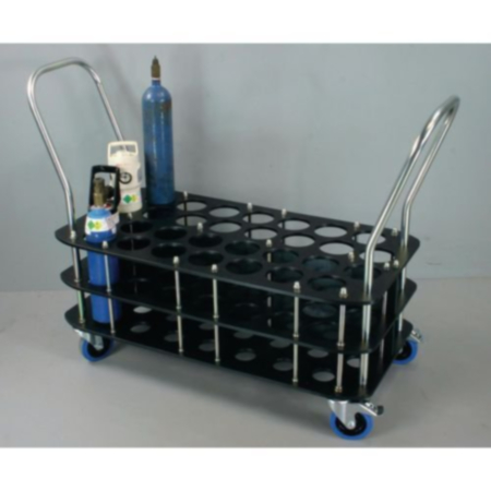 Oxygen cylinder trolley for 30 x 100mm dia. bottles
